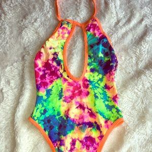 Vibrant Multi color Thong One piece Swimsuit
